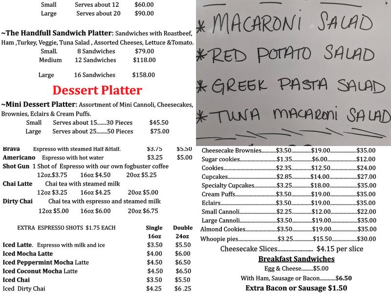Sarah's Cheesecake & Cafe Menu