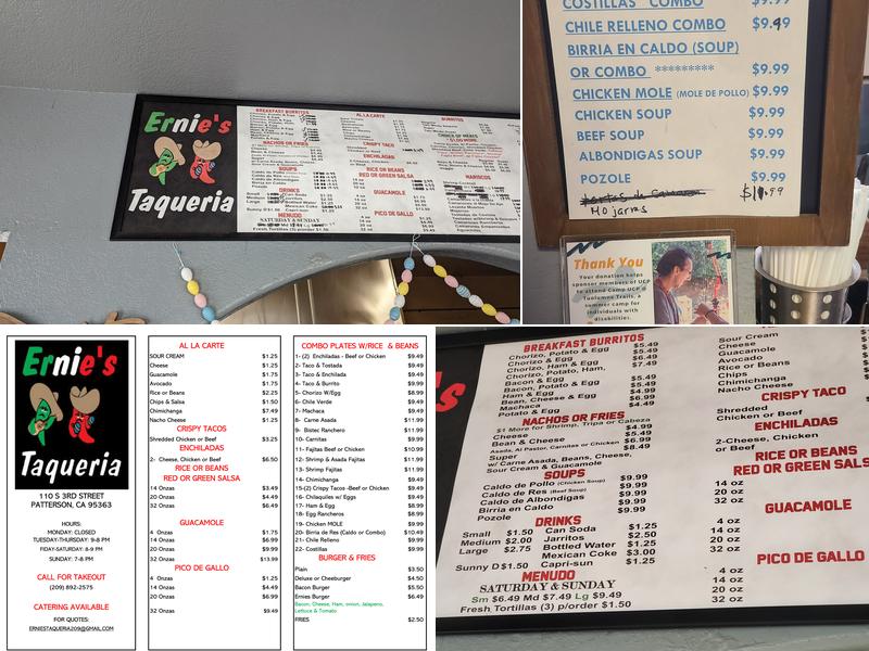 Ernie's Taqueria Menu