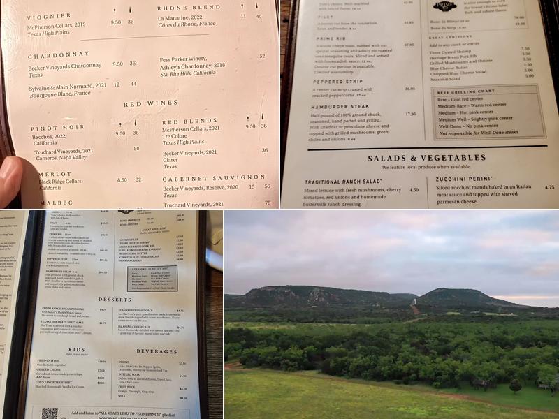 Perini Ranch Steakhouse Menu