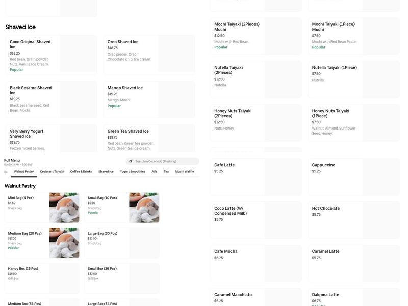 COCOHODO Menu