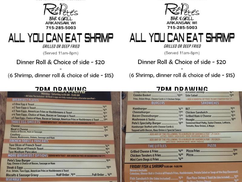 For Pete Sake's Menu