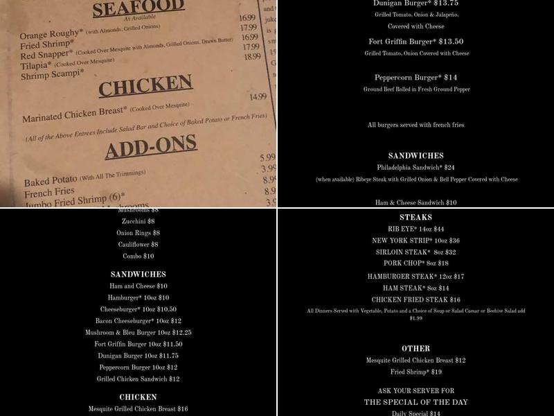 Albany Beehive Menu