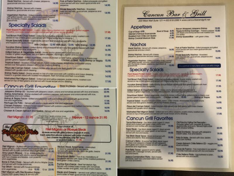 Cancun Grill Menu