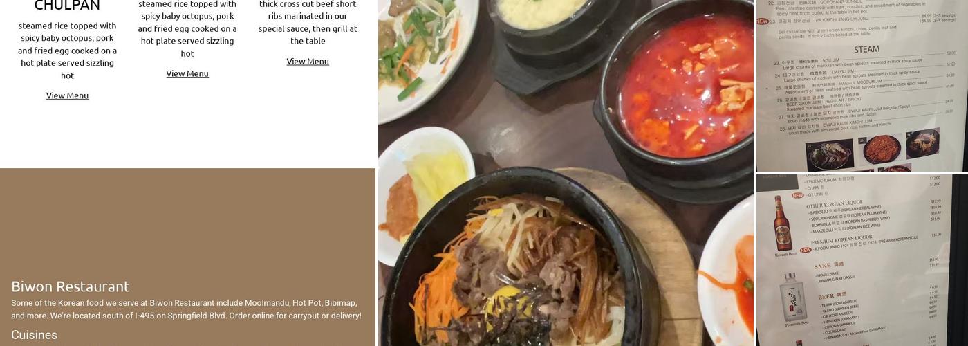 Biwon Restaurant Menu
