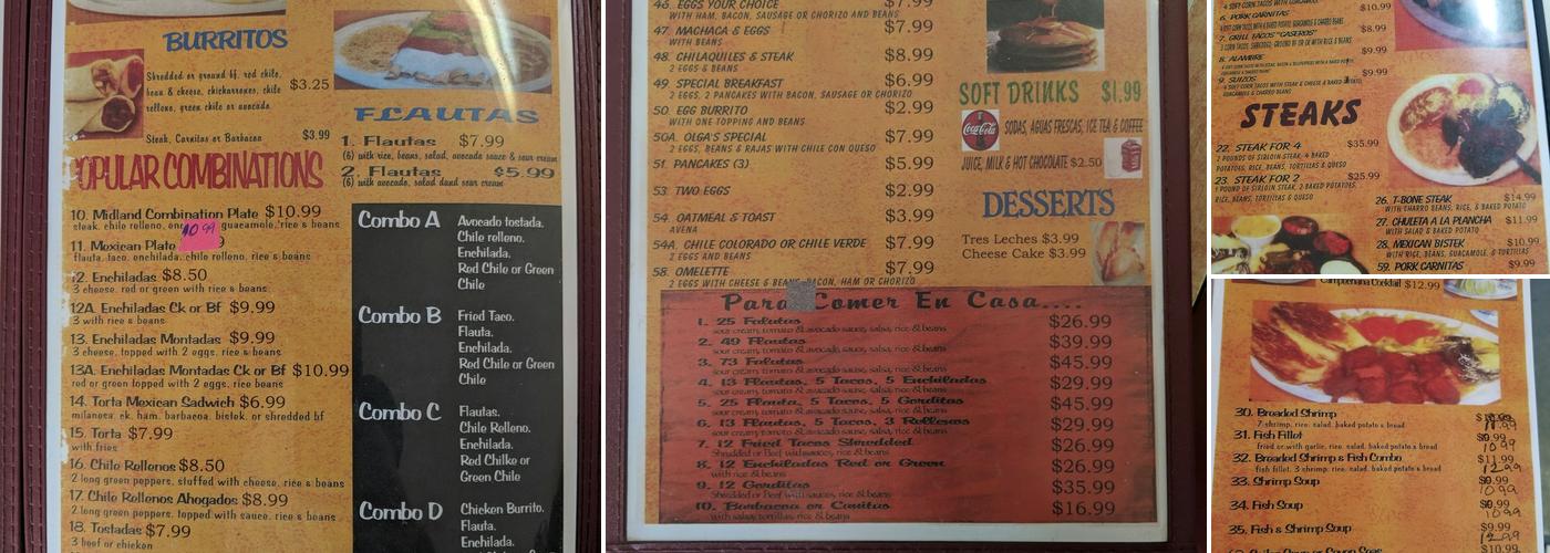 Aranda's Restaurant Menu