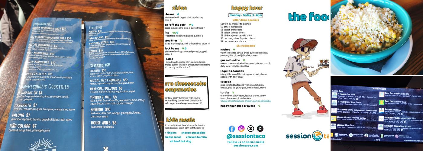 Session Taco - Delmar Loop Menu