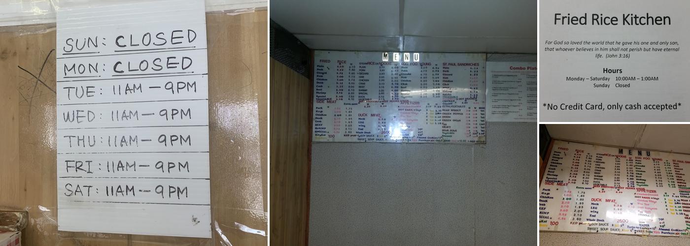 Fried Rice Kitchen Menu