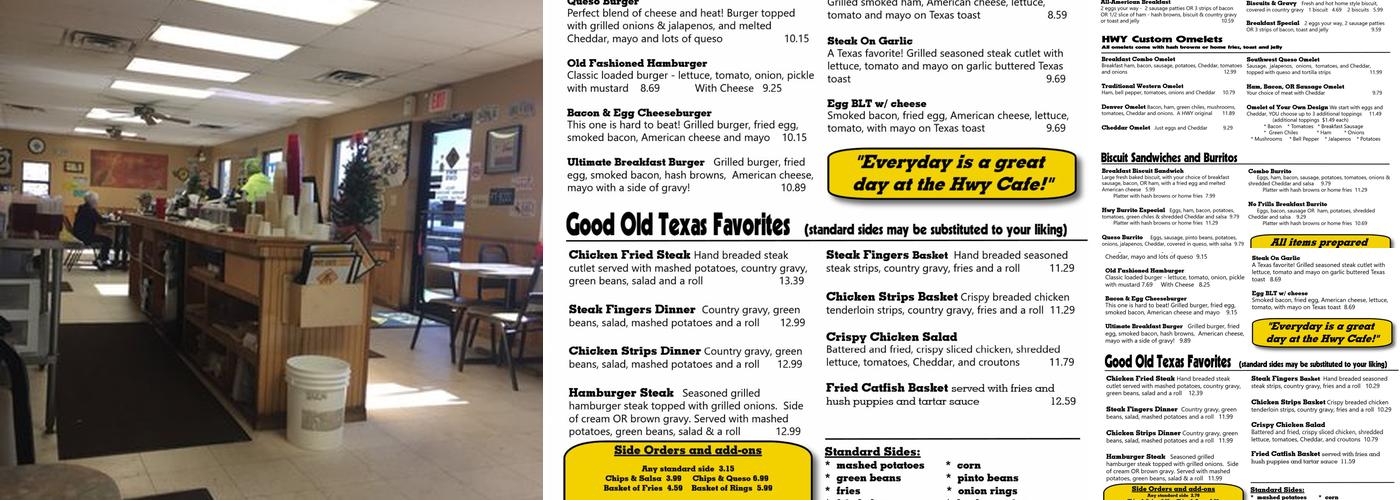 Hwy Cafe Menu