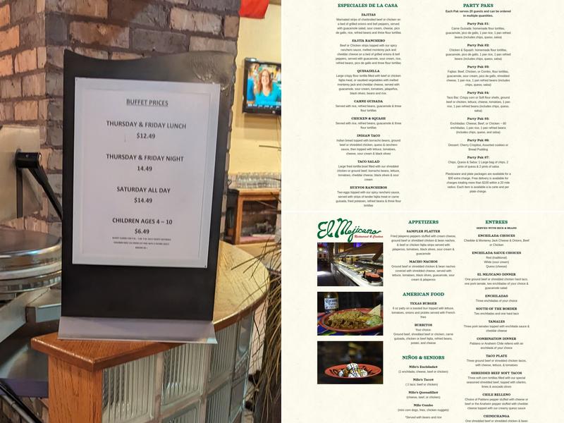 El Mejicano Restaurant & Cantina Menu