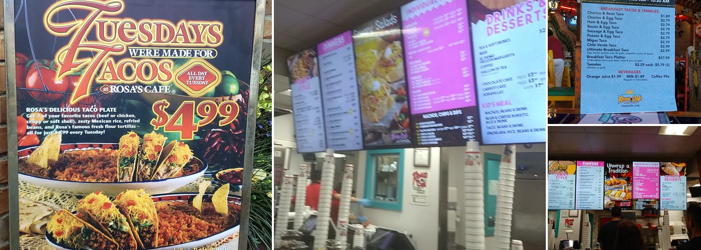 Rosa's Café & Tortilla Factory Menu