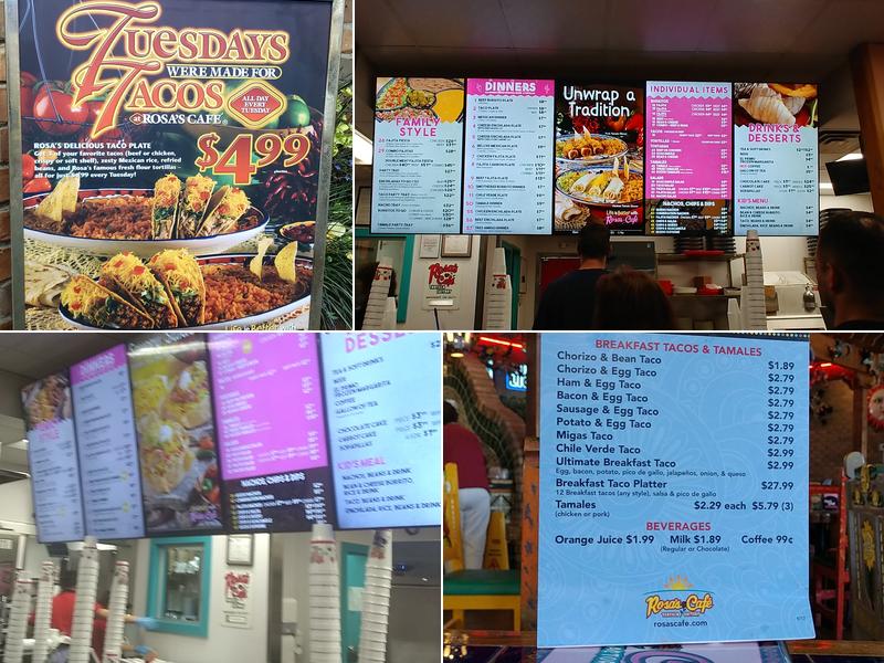 Rosa's Café & Tortilla Factory Menu
