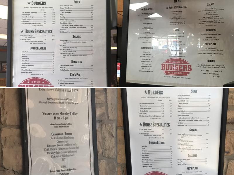 Permian Basin Hamburger Co Menu