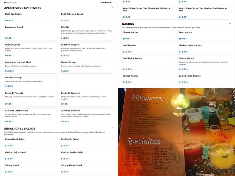 Tequila Tony's Mexican Restaurant Menu