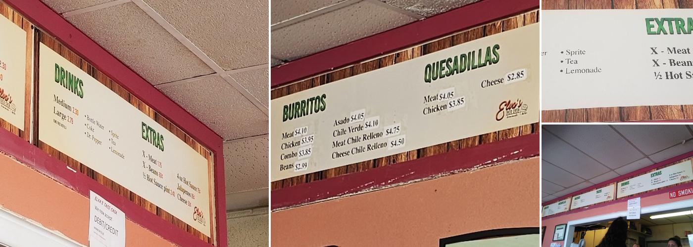 Elva's Taco Casa Menu