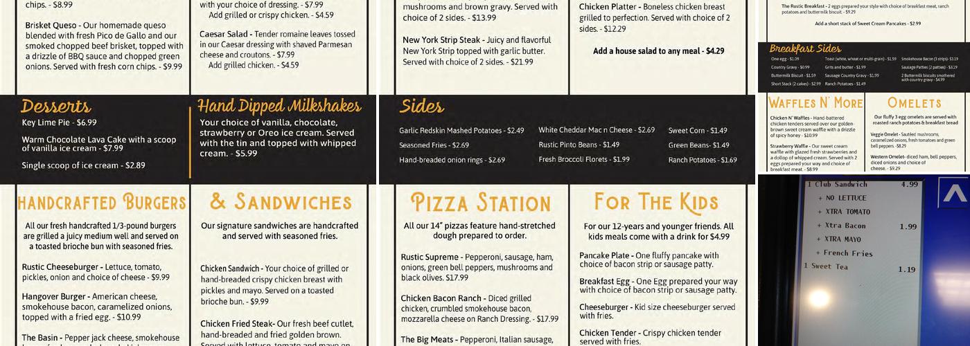 Rustic Café Menu