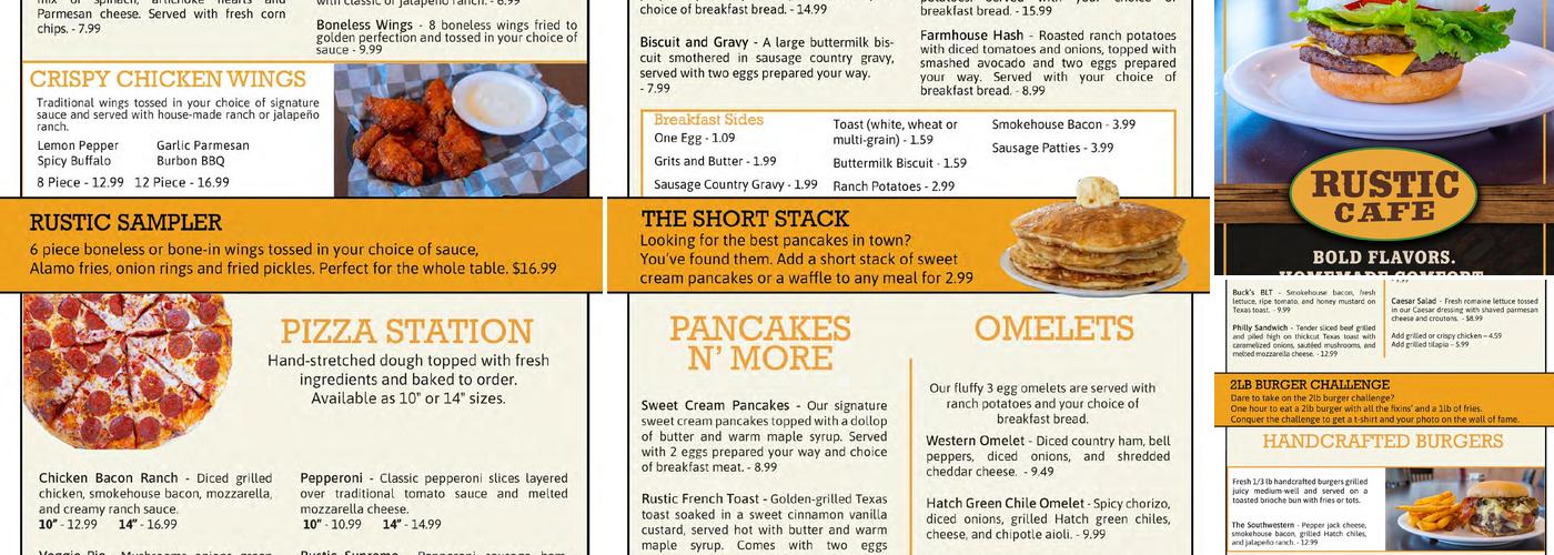 Rustic Café Menu