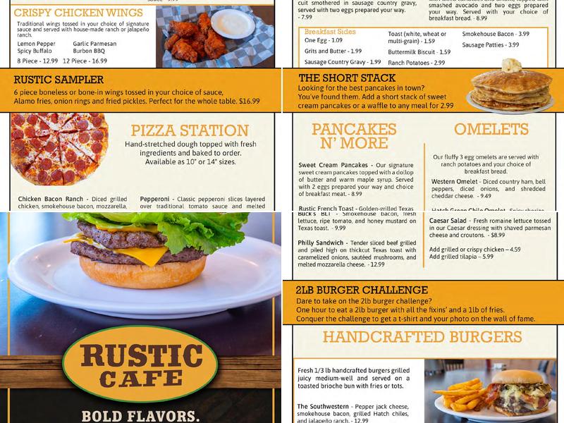 Rustic Café Menu