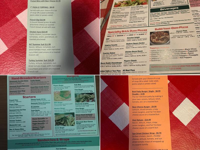 Player's Pizza & Pub Menu