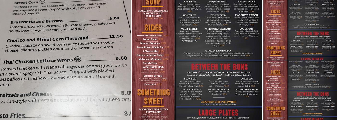 MAHONEY'S RESTAURANT & BAR Menu