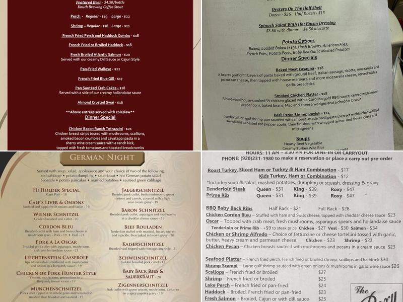 The Roxy Supper Club Menu