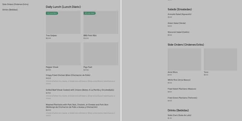 El Palo Menu