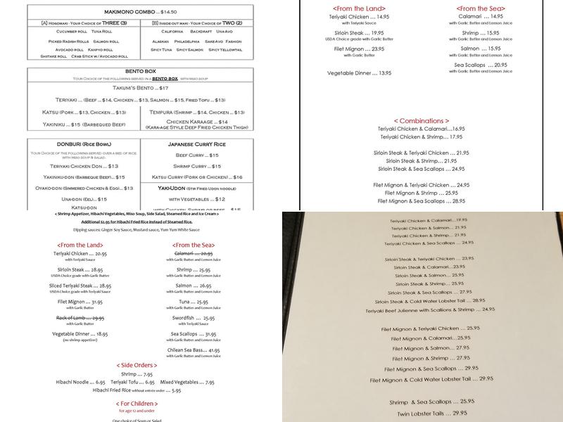 Takumi Sushi & Hibachi Menu