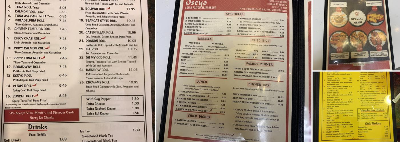 Oseyo Restaurant Menu