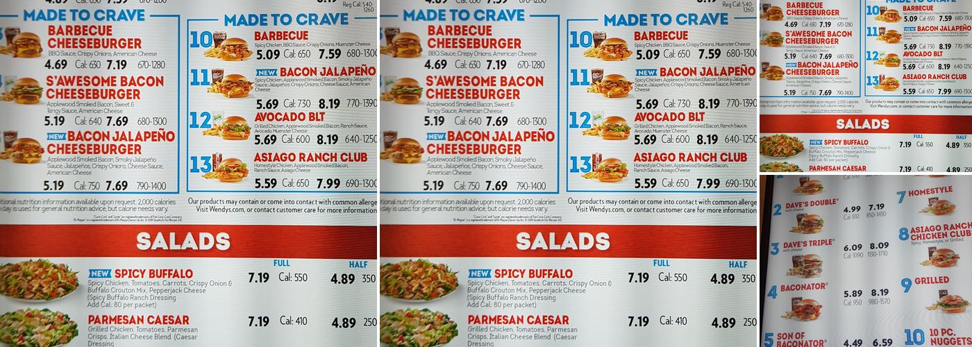 Wendy's Menu