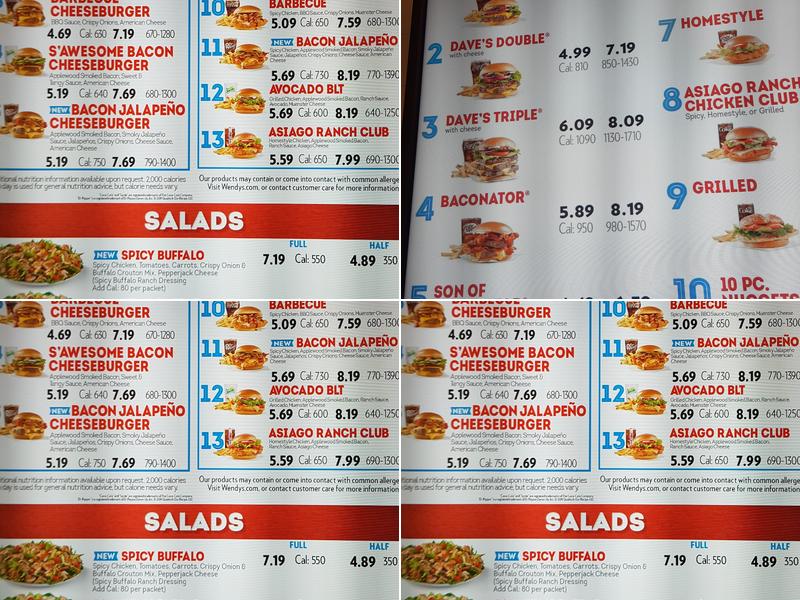 Wendy's Menu