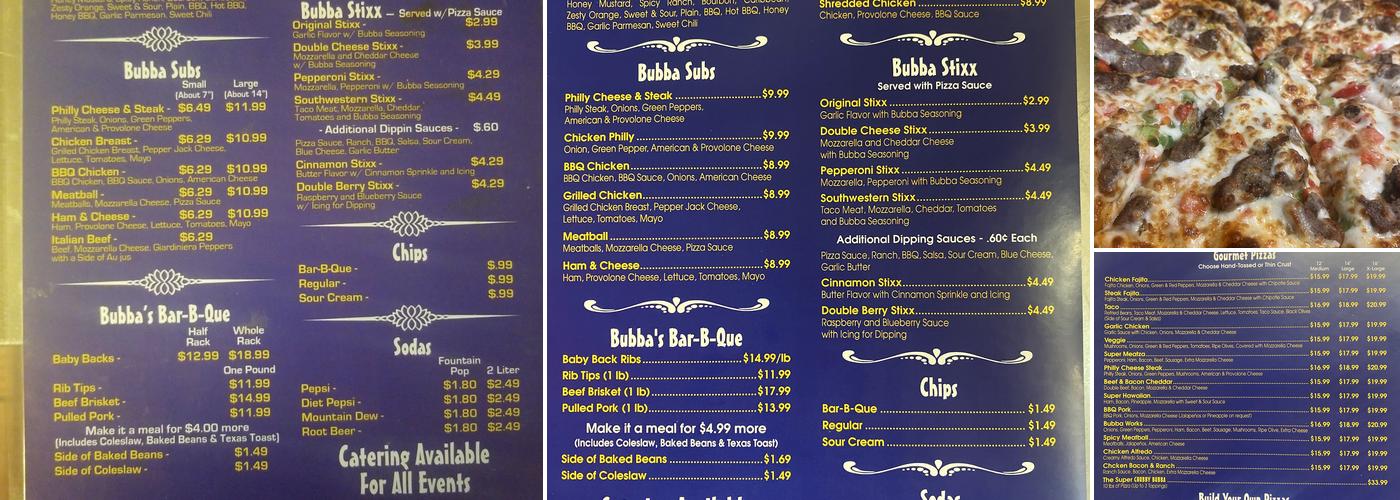 Chubby Bubba's BBQ Menu