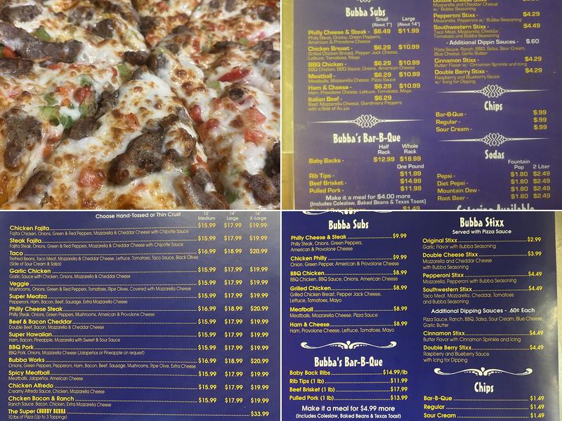 Chubby Bubba's BBQ Menu