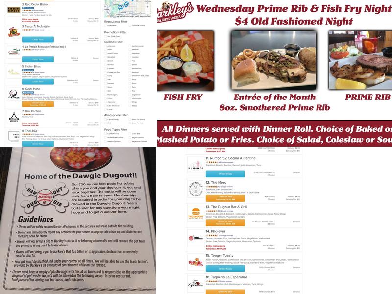 Barkley's Burgers Brews & Dawgs Menu