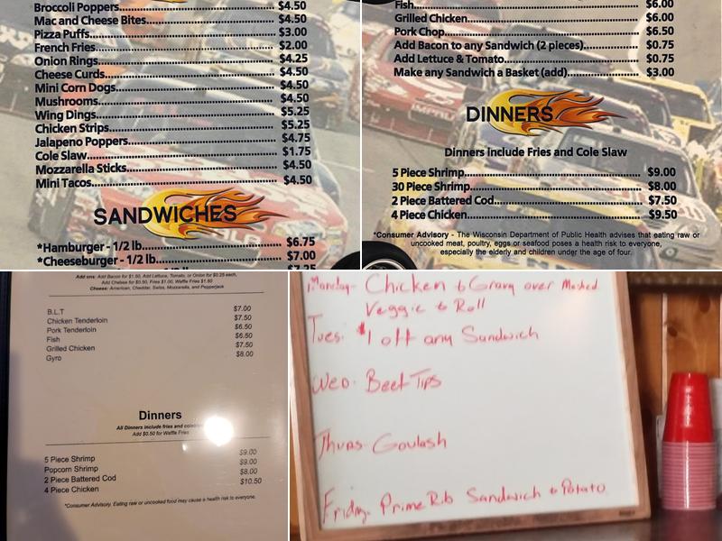 Pit Stop of Edgerton Menu