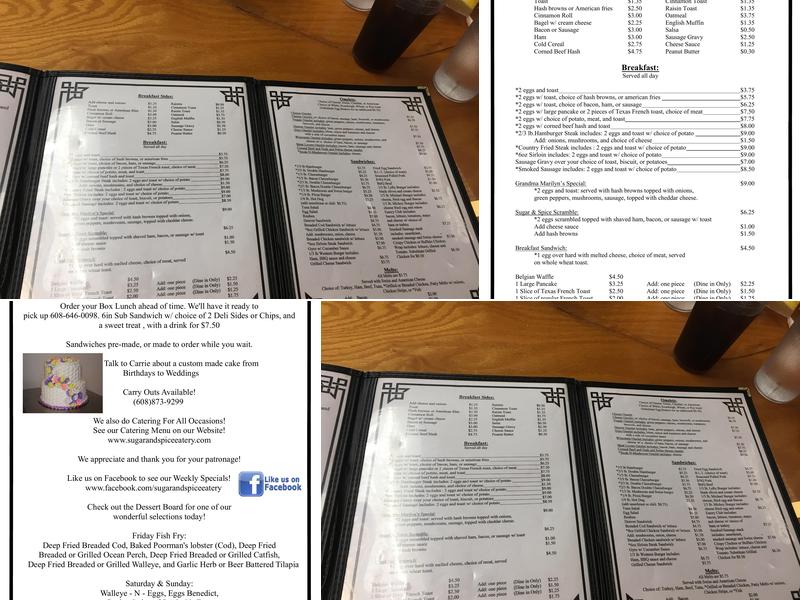 Sugar and Spice Eatery & Deli Menu