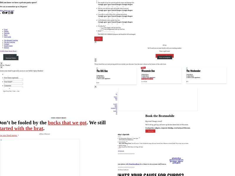 State Street Brats Menu