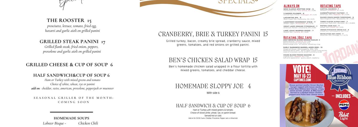 Jordan's Big Ten Pub Menu