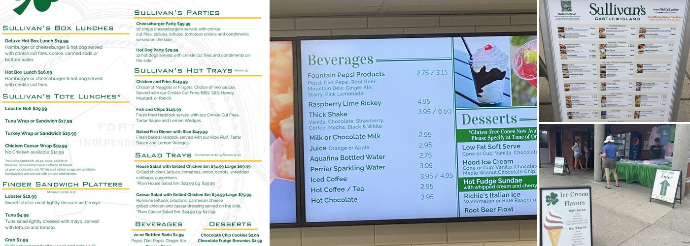Sullivan's Castle Island Menu