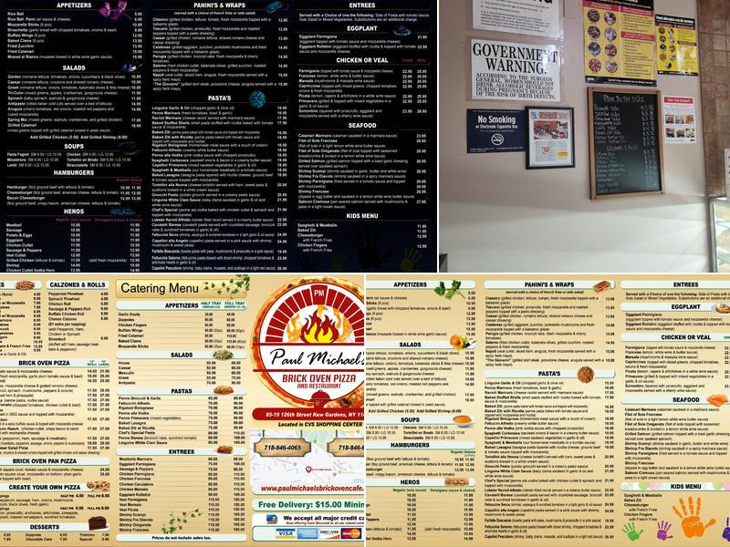 Paul Michael’s Brick Oven Cafe Restaurant Menu
