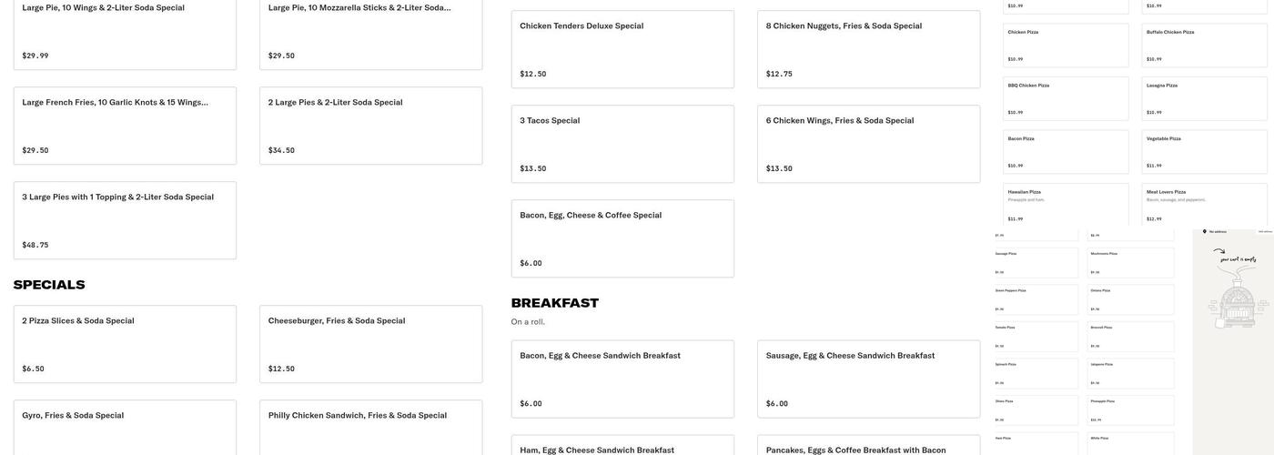 Tony's Pizzeria Menu