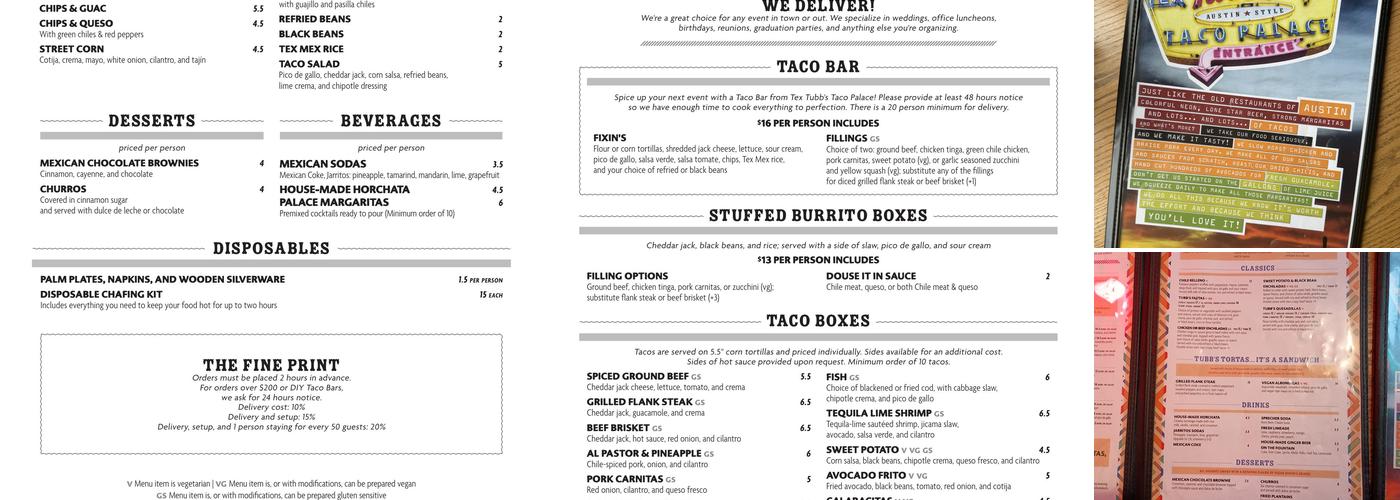 Tex Tubb's Taco Palace Menu