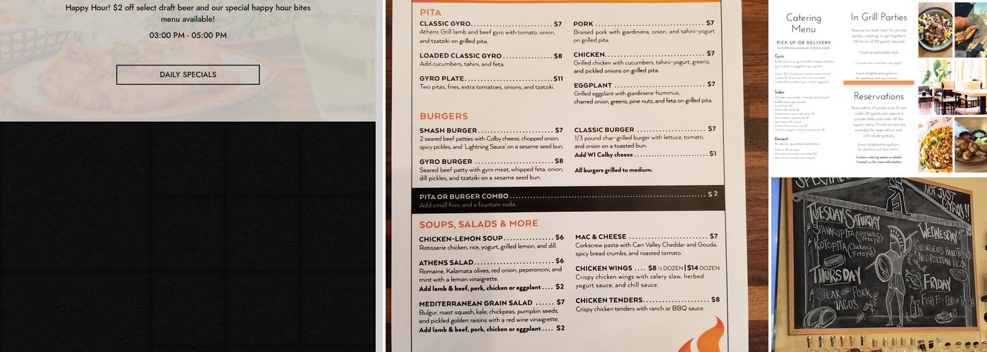 Athens Grill of Westport Menu