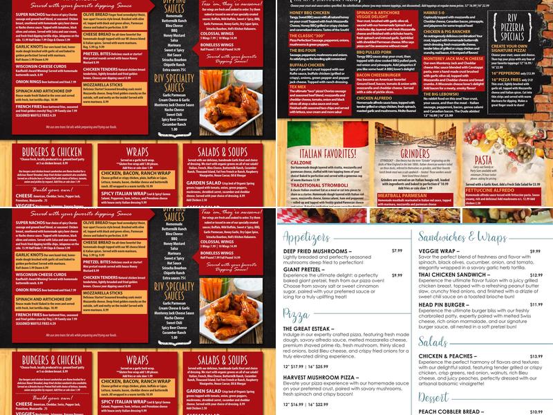 Riviera Bowl & Pizzeria Menu