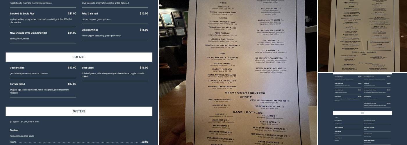 Bambara Cambridge Menu