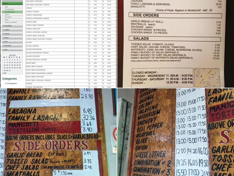 Scardino's Pizza Menu