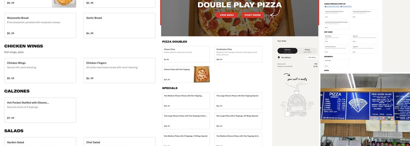Double Play Pizza Menu