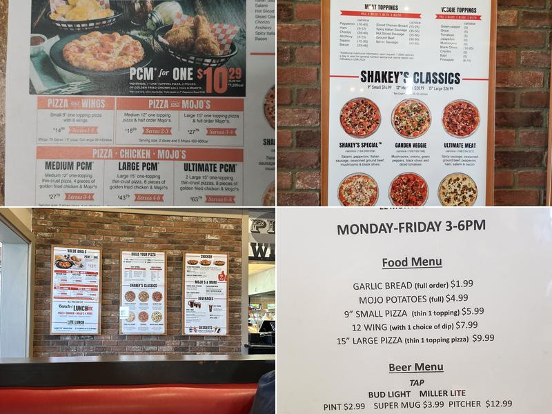 Shakey's Pizza Parlor Menu