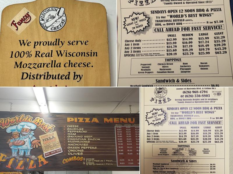 World's Best Pizza Menu