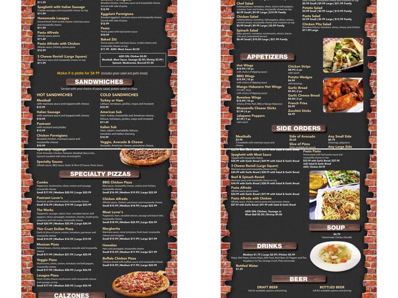 Brickhouse Pizza Menu