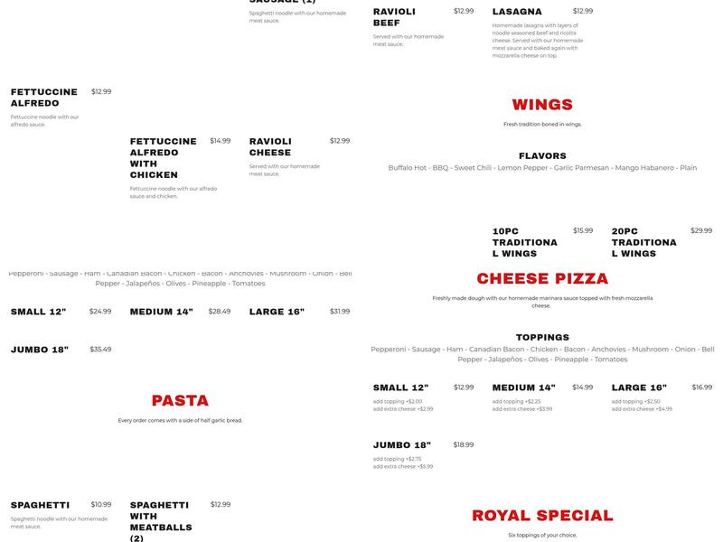 Marco Polo Pizza Menu