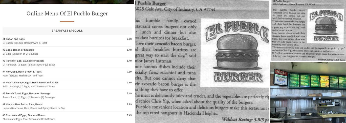 El Pueblo Burger Menu